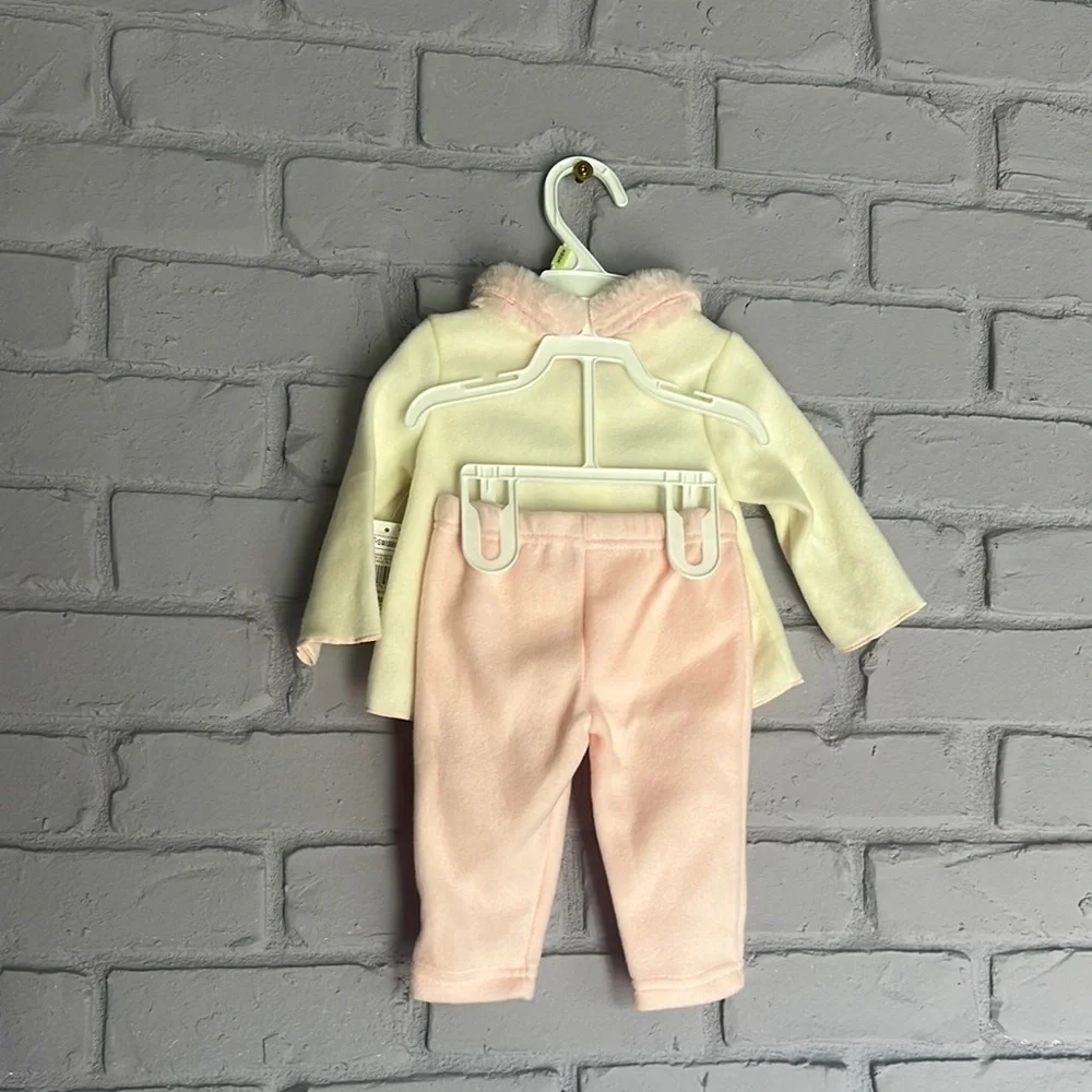 NEW Swiggles Cream and Pink Baby Outfit with Cat Embroidery size 3/6 months